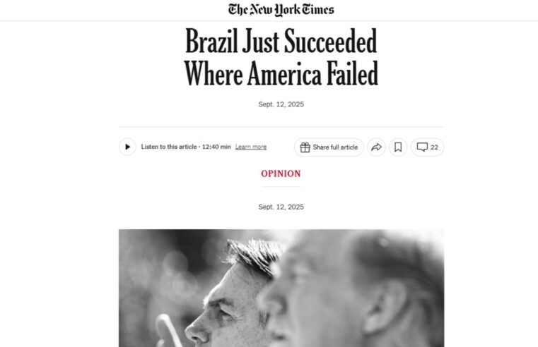 ‘Brasil teve sucesso onde EUA falharam’, diz New York Times sobre condenação de Bolsonaro