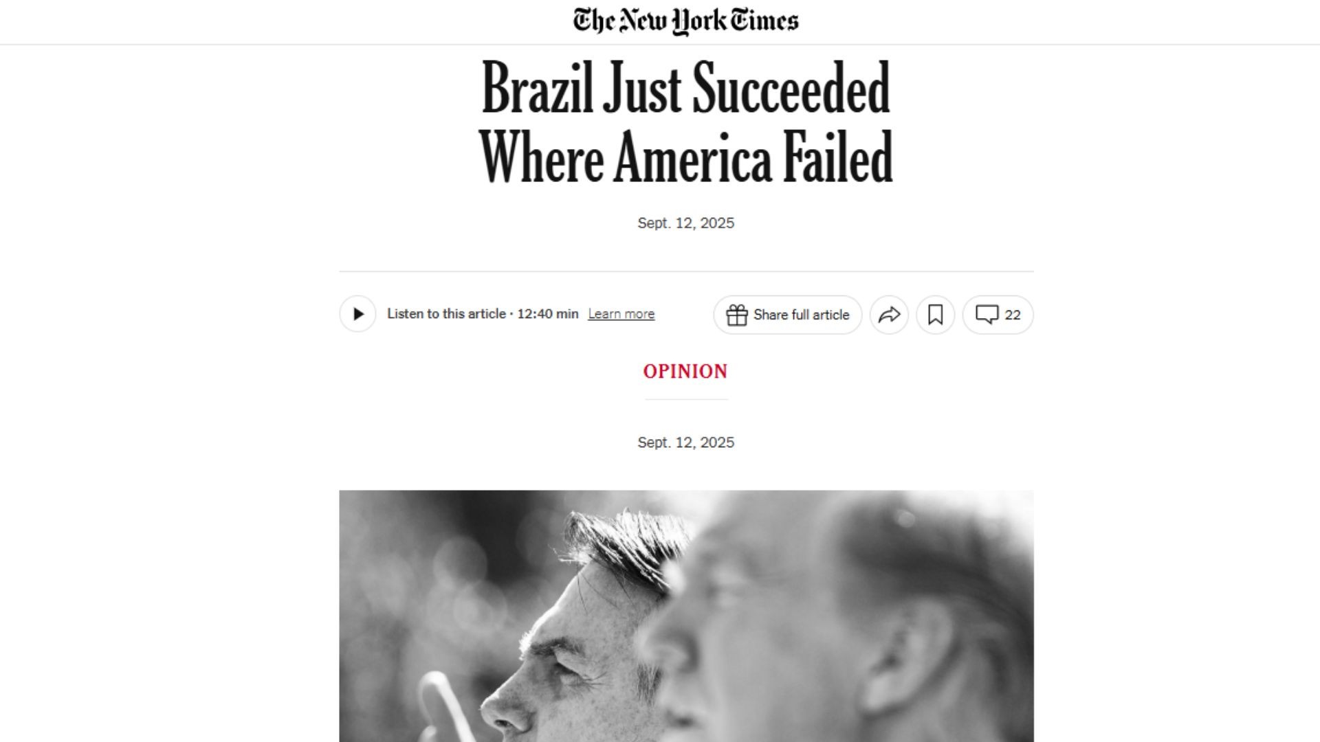 ‘Brasil teve sucesso onde EUA falharam’, diz New York Times sobre condenação de Bolsonaro