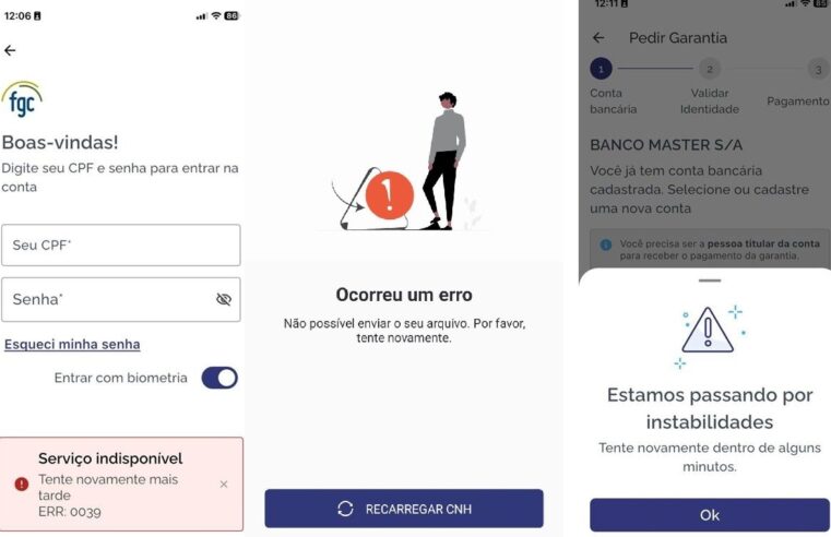 Banco Master: aplicativo do FGC apresenta instabilidade no 1º dia de pedidos de ressarcimento