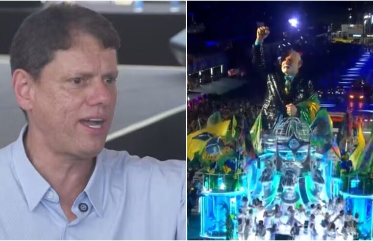 Tarcísio comemora rebaixamento de escola de samba que homenageou Lula: ‘Desfile horroroso, já vai tarde’
